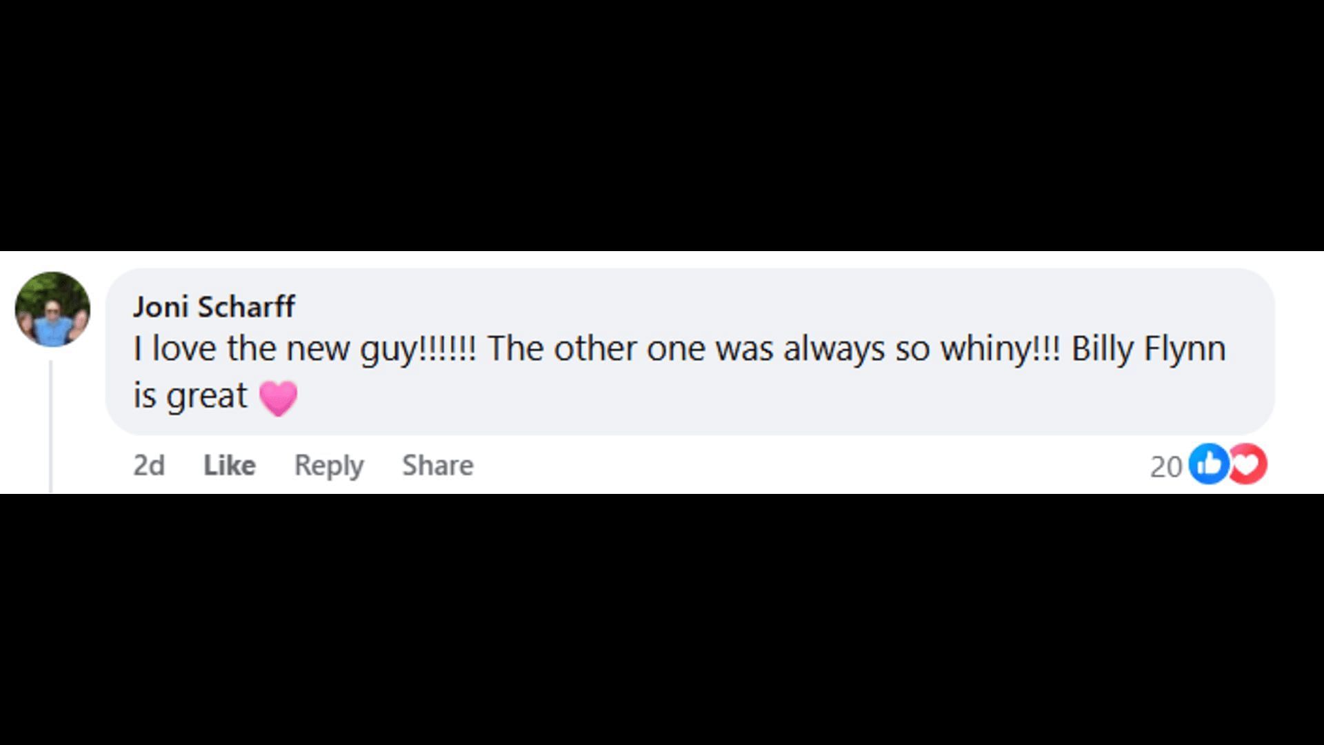 A post made by a fan, praising Billy Flynn's casting choice (Image via Facebook/Young and Restless Canadian Day Ahead Recaps - Soaps Spoilers)